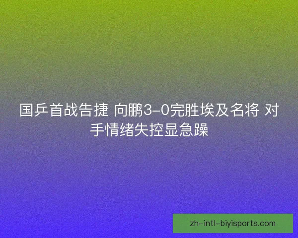 国乒首战告捷 向鹏3-0完胜埃及名将 对手情绪失控显急躁